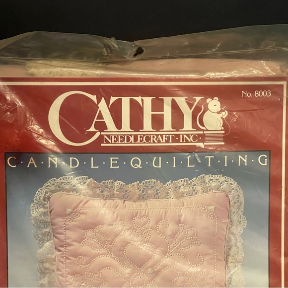 Cathy Needlecraft Candle Quilting Pillow Kit #8003 Pink Hearts And Tulips New - Picture 2 of 9